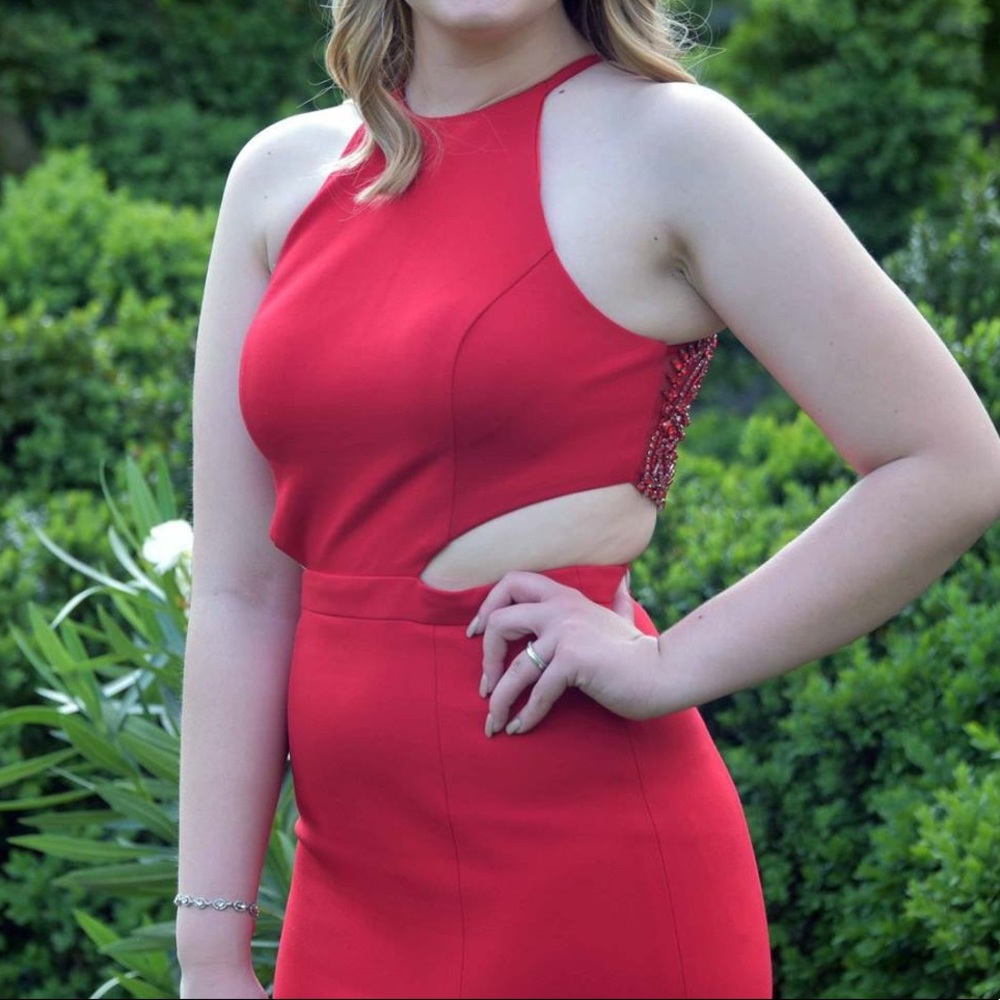 Sherri Hill Red Prom Dress - Picture 2 of 6